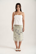 Spring Silk Midi Skirt in Sage