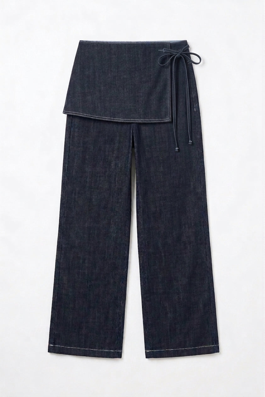 Leif Layered Pants in Deep Indigo